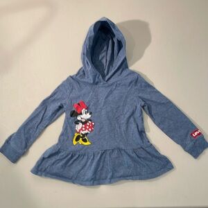 EUC Levi’s Girls Disney Minnie Mouse Light Hooded Sweatshirt 3T